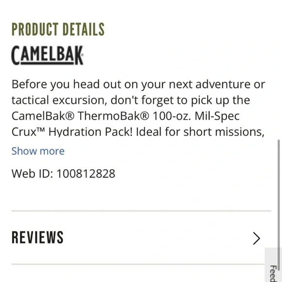 New Camelbak Thermobak 3L 100 oz Mil Spec Crux Coyote